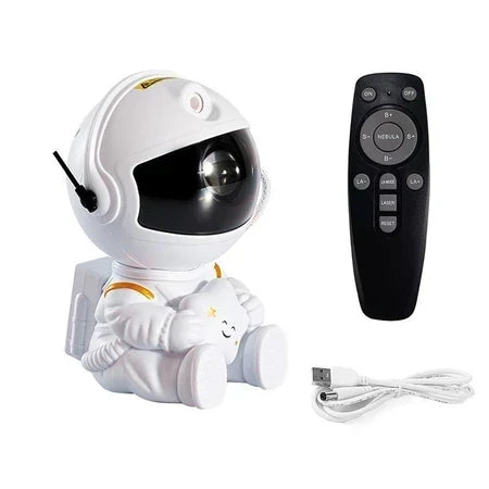 Mini Luminária Astronauta Projetor de Galáxia e Estrelas, LED, Luz Noturna Decorativa
